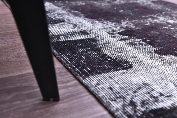 2x9 Vintage Overdyed Check Runner Rug, Handmade Wool Rug, 2x9 Purple  Blue Color, 2x9 Hallway Rug 2x9 Kithcen Runner Rug, Farmhouse Style