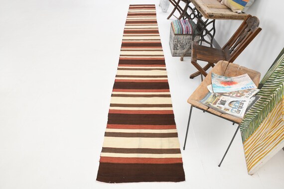 2x15 Runner Rug, 2x15 Kilim Rug, 2x15 VINTAGE KILIM RUNNER Rug, 2x15, Kilim Runners, Wool Handmade Oushak, 2x15 Rugs, Red & Brown Kilim, 58s