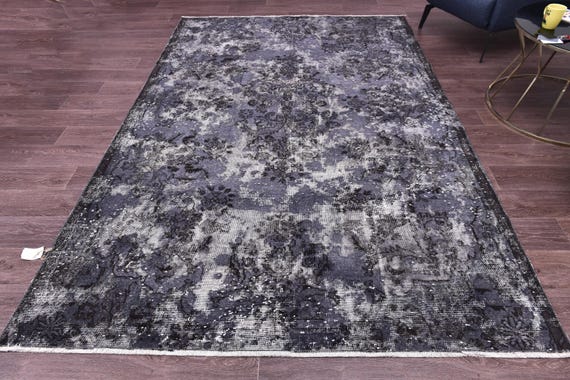 6x9 Vintage Distressed Rug, Handmade Wool Rug, 6x9  Living Room Bedroom Rug, Golden Mustard Brown Color, 6x9 Area Rug,