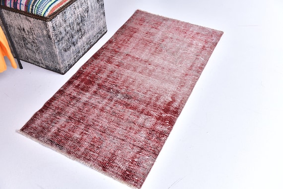 2x4 Vintage Doormat Rug 2x4 Doormat Rug, 2x4 Rug, Small Handmade Wool Rug, 2x3 Turkish Rug, Rug For Bedroom Accent Bathmat, 2x4 Red Rug