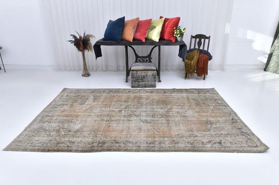 6x9 Brown & Black Retro Turkish Rug, 6x9 Turkish Rug, Wool Handmade Aesthetic Vintage, 6x9 Shades Of Red Orange Rug, 6x9 Turkish Rug, 57's