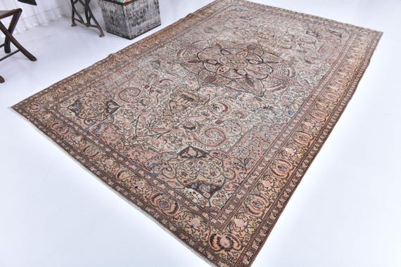 6x10 Vintage Area Rug, 6x10 Handmade Wool Rug, Elegant Patterned Rug, 6x10 Floral Rug, Turkish Pastel Color Rug, 6x10 Rug Unique Home Accent