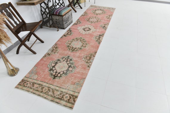 3x12 Rugs, 3x12 TURKISH VINTAGE HALLWAY Rug, 3x12, Vintage Runner, Oushak Handmade Rug, 3x12 Runner Rug, Turkish Runner 3x12, Rug For Hall