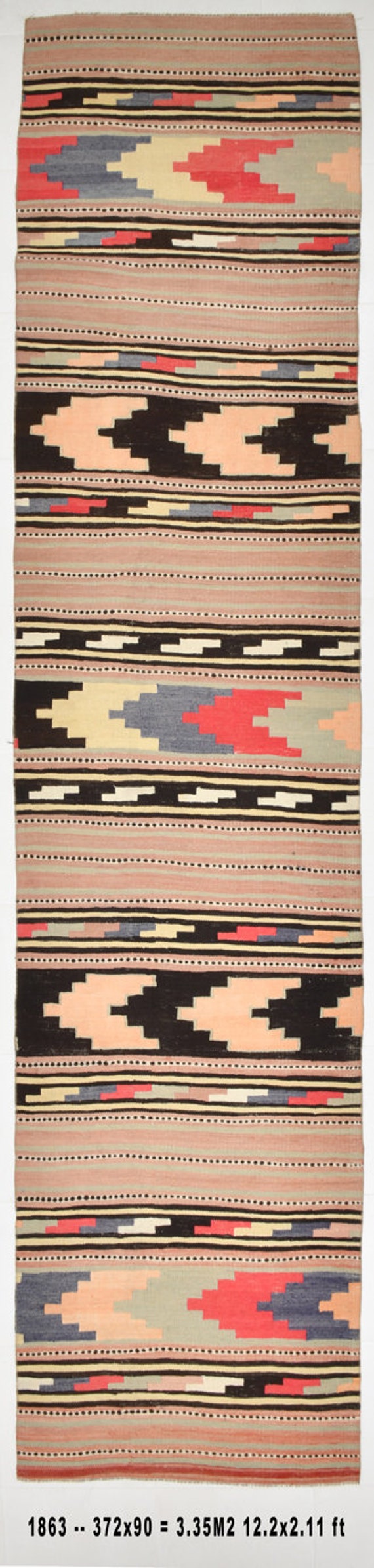 3x12 TURKISH VINTAGE KILIM Rug, 3x12, 3x12 Vintage Runner Handmade Oushak Rug 3x12 Kilim Runner Long Stair Hallway Rugs 3x12 Turkish Runners