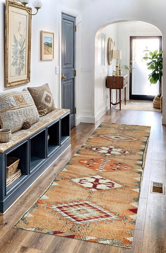 2x11 Turkish Runner Rug - 2x11 Soft Pastel Turkish Runner Rug - 2x11 Rug - Long Narrow Handmade Rug - 2x11 Runner Rug - Vintage Runner 2x11