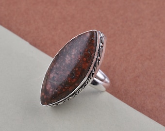 Silver Ring Silver Overlay Jewelry Natural Fruit Jasper Ring,Silver Plated Ring Boho Ring Tribal Ring,Gypsy Ring,Gift For Her,US Size-7