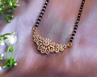 925 Sterling silver Diamond Mangalsutra, Gold Plated Mangalsutra, Bollywood Actress Mangalsutra, CZ Mangalsutra, Latest Indian Mangalsutra