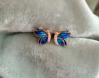 Sterling Silver Butterfly Earrings: Cubic Zircon Dainty Jewelry