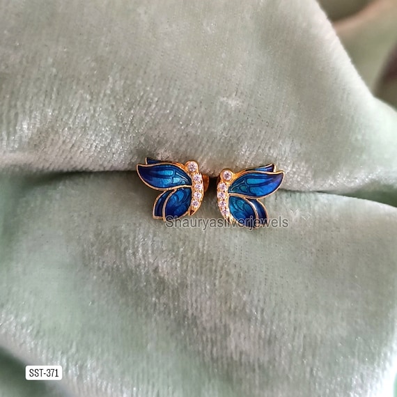 Orecchini A Farfalla In Argento 925 Con Cristalli, 0.9x0.7 Cm, In Confezione Regalo