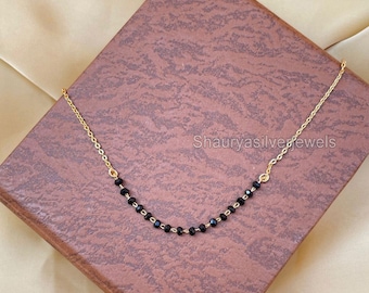 925 Sterling silver Diamond Mangalsutra, Gold Plated Mangalsutra,  Black Beads Chain, CZ Mangalsutra, Latest Mangalsutra, women Mangalsutra