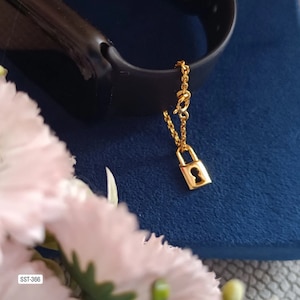 Sterling Silver Lock Watch Charm: Cubic Zirconia Watch Stacker