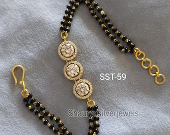 Bracelet mangalsutra en argent sterling : bijoux indiens CZ plaqué or