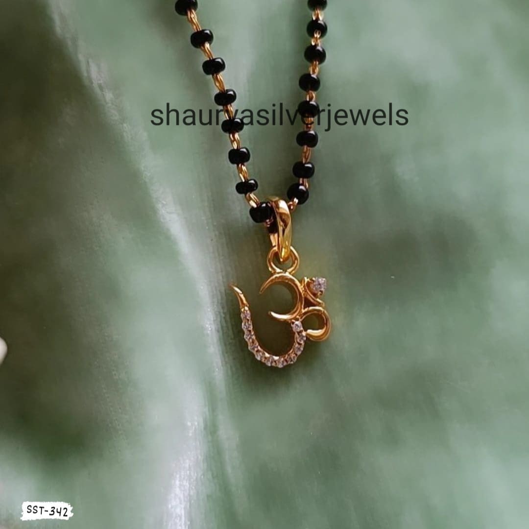 Sterling Silver Diamond Om Mangalsutra: Bollywood Necklace