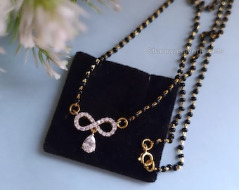 Alia Bhatt Hochzeit inspiriert Infinity Mangalsutra, 925 Sterling Silber Diamant Mangalsutra, vergoldeter Mangalsutra, indischer Mangalsutra Schmuck