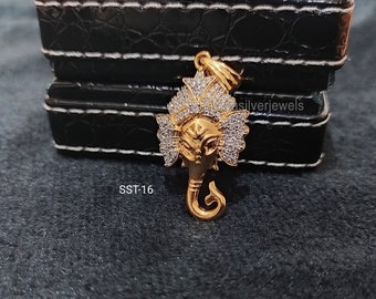 Ganesha-hänge i sterlingsilver: Andligt halsband, accent i syntetisk diamant
