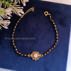 Bracelet Mangalsutra en argent sterling plaqué or : CZ Bijoux Bollywood