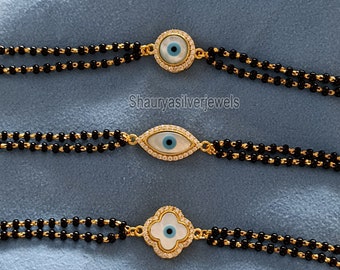 Bracelet mangalsutra en argent sterling : bijoux de mariée indiens CZ