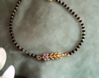 Bracelet Mangalsutra en argent sterling : diamant CZ, bijoux Bollywood