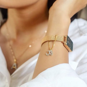 Sterling Silver Om Watch Charm: Cubic Zircon Stacker Jewelry