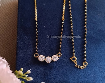 925 Sterling silver Diamond Mangalsutra, Gold Plated Mangalsutra, Bollywood Actress Mangalsutra, CZ Mangalsutra, Indian Mangalsutra Jewelry