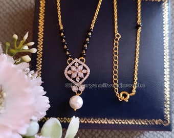 925 Sterling silver Diamond Mangalsutra, Gold Plated Mangalsutra, Bollywood Actress Mangalsutra, CZ Mangalsutra, Indian Mangalsutra Jewelry