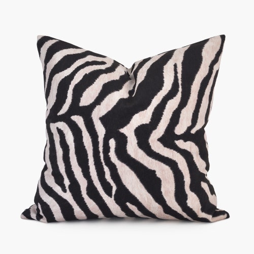 Ginger Zebra Animal Print Throw Pillow Cover Brown Cream Etsy