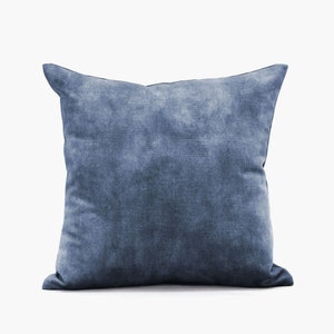 Navy Blue Slubbed Velvet Cushion Cover, Dark Blue Velvet Pillow, Velvet Throw Pillow in Dark Blue