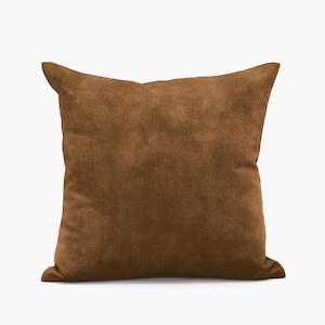 Capa de almofada de veludo ocre: almofada de veludo marrom