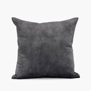 Coal Slubbed Velvet Cushion Cover, Coal Velvet Pillow, Velvet Throw Pillow in Dark Gray