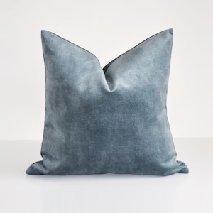 Aqua Blue Slubbed Velvet Cushion Cover, Seaside Velvet Pillow, Velvet Throw Pillow in Aqua Blue