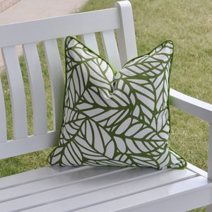 Palm Outdoor Cushion Cover, Outdoor Pillows, Green Leaves Outdoor Pillow in Green