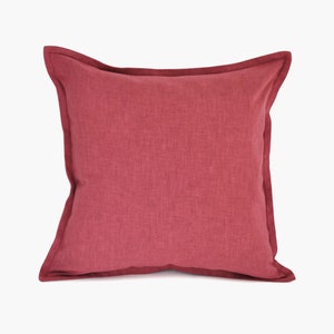 Dark Raspberry Cushion Cover with Flange, Throw Pillow in Red