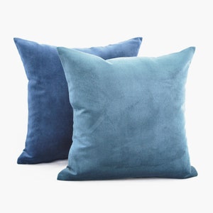 Blue Ocean Velvet Cushion Cover, Wedgewood Blue Velvet Pillow, Velvet Throw Pillow in Blue & Light Blue