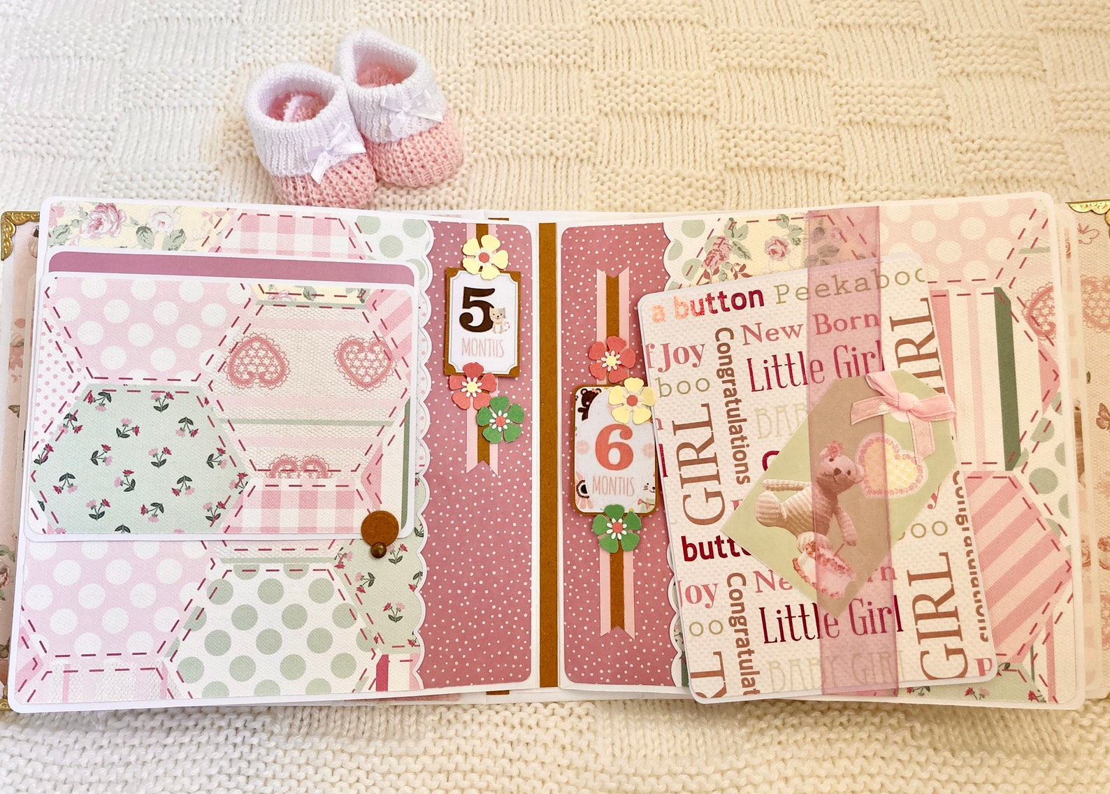 It's A Girl Theme Handmade Scrapbook Photo Album Etsy