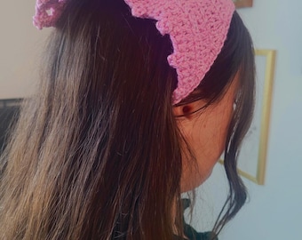 Handmade Crochet Bandana -- Purple Hair Bandana, Vintage-Inspired Head Wrap
