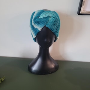 Hand-Knitted Teal Turban Headband: Soft Acrylic Winter Ear Warmer