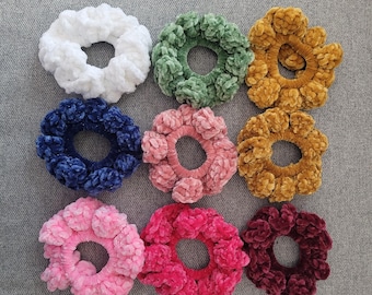 Handmade Velvet Crochet Scrunchie: Soft & Stretchy Hair Tie