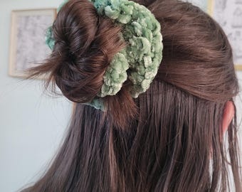 Handmade Velvet Crochet Scrunchie: Soft & Stretchy Hair Tie