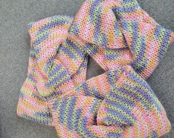 Handmade Knit Twist Headband: Purple Orange Turban Style Ear Warmer