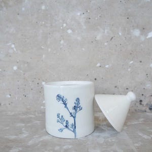 barattolo zuccheriera ceramica con fiori blu fumaria