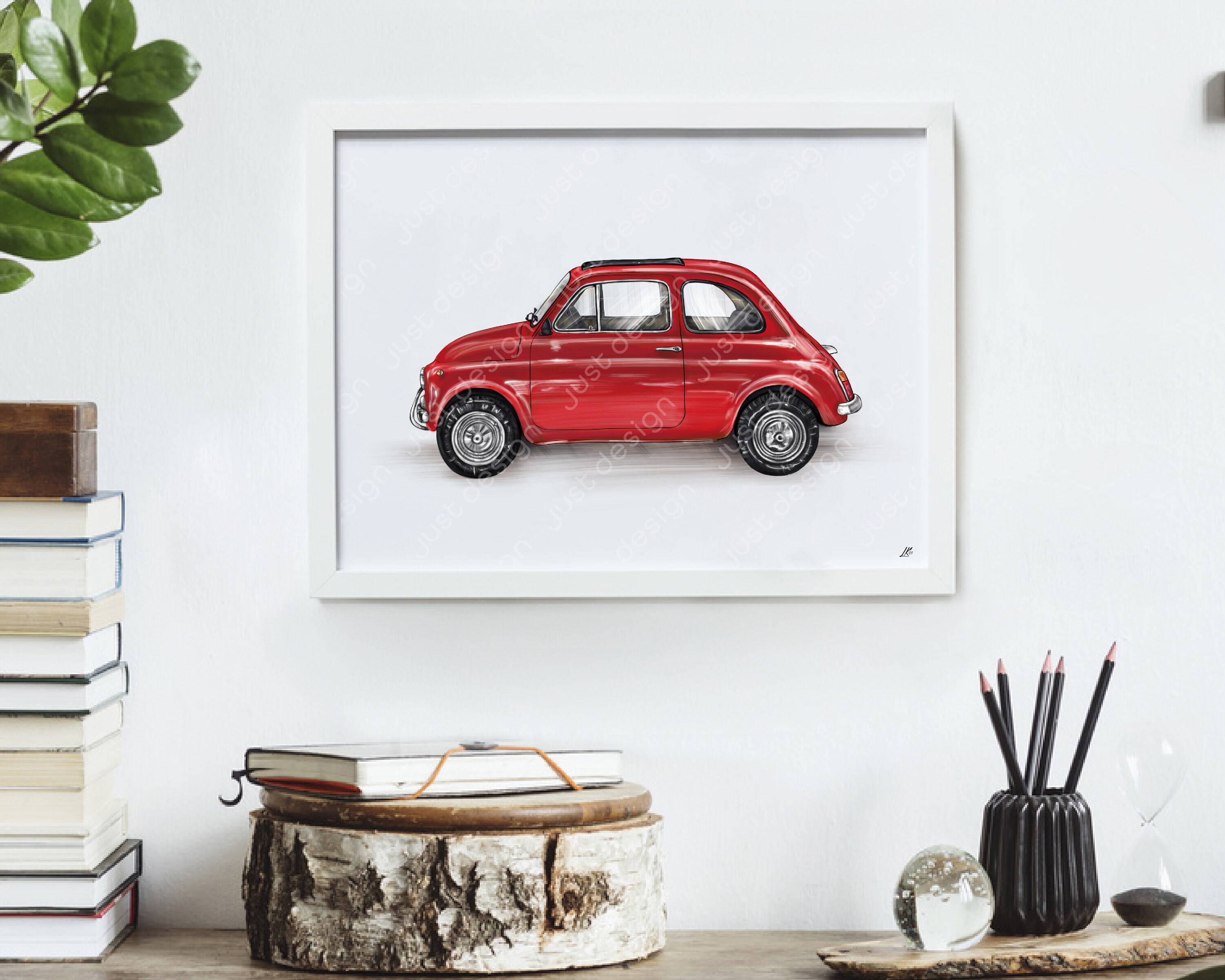 Fiat 500 Poster, Classic Car Wall Art Decor - Etsy | Poster