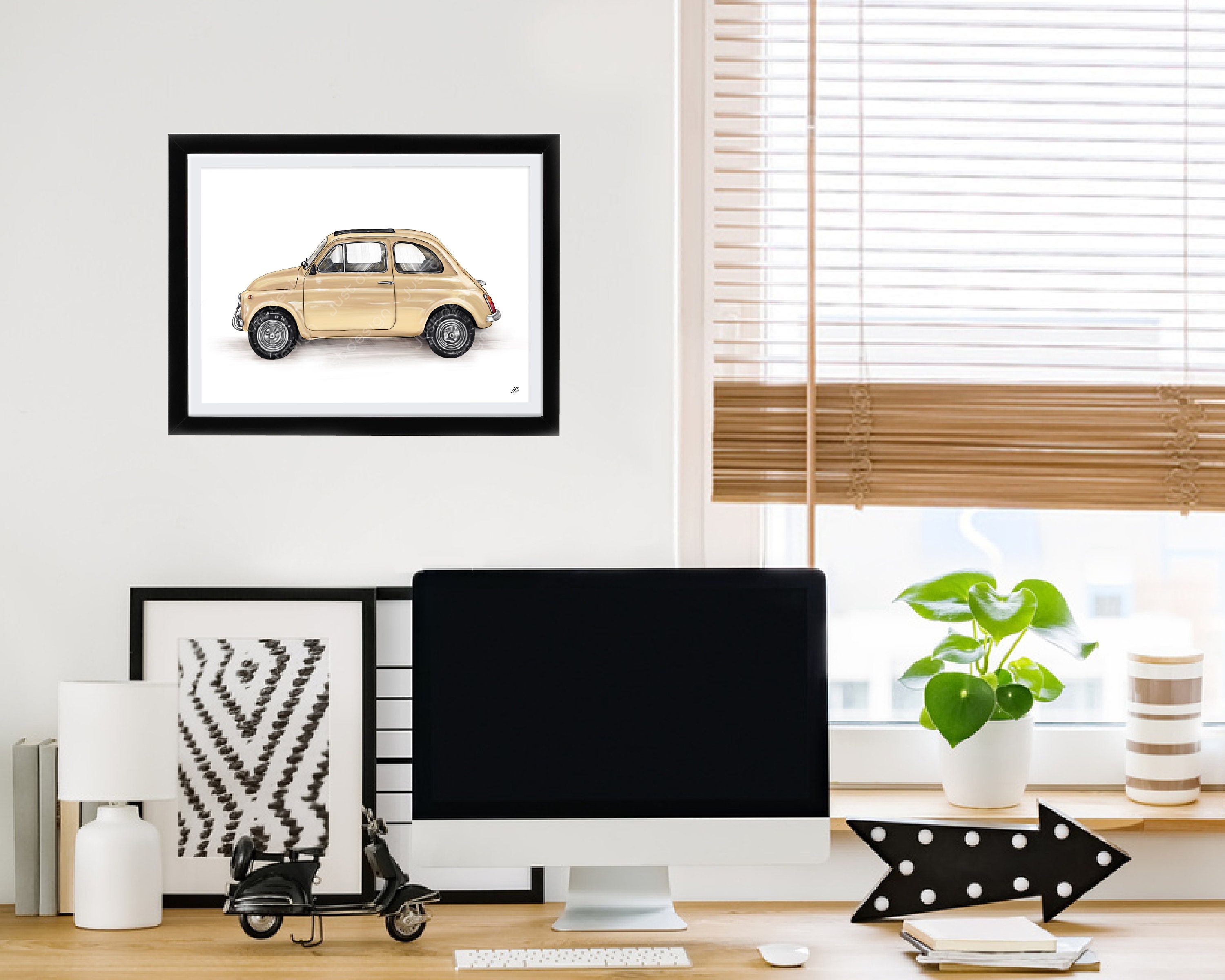 Poster, Etsy Fiat Österreich - klassische S-Auto-Wand-Kunst-Dekor 500