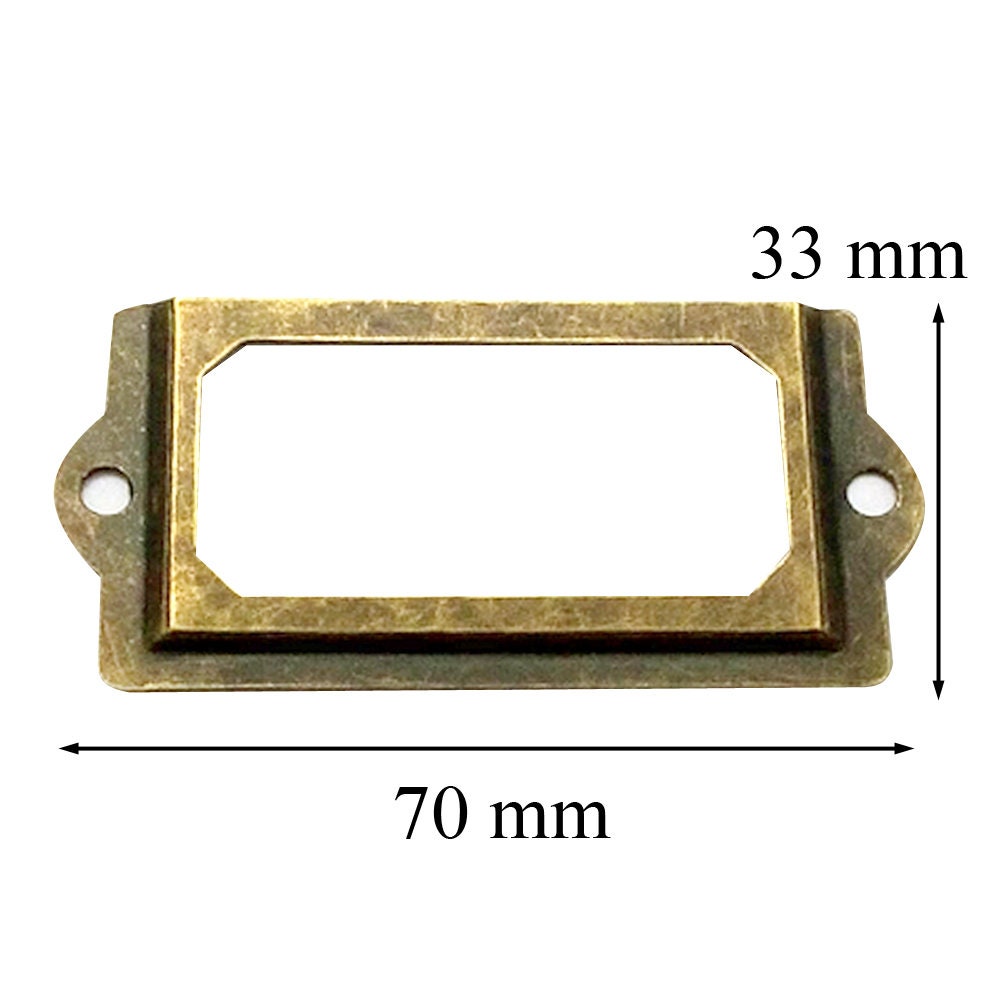 Lot de 10 Porte-Étiquette Bronze, Tiroir, Meuble, Casier, Porte, Name Card, Drawer, Fer, Metal, Vis