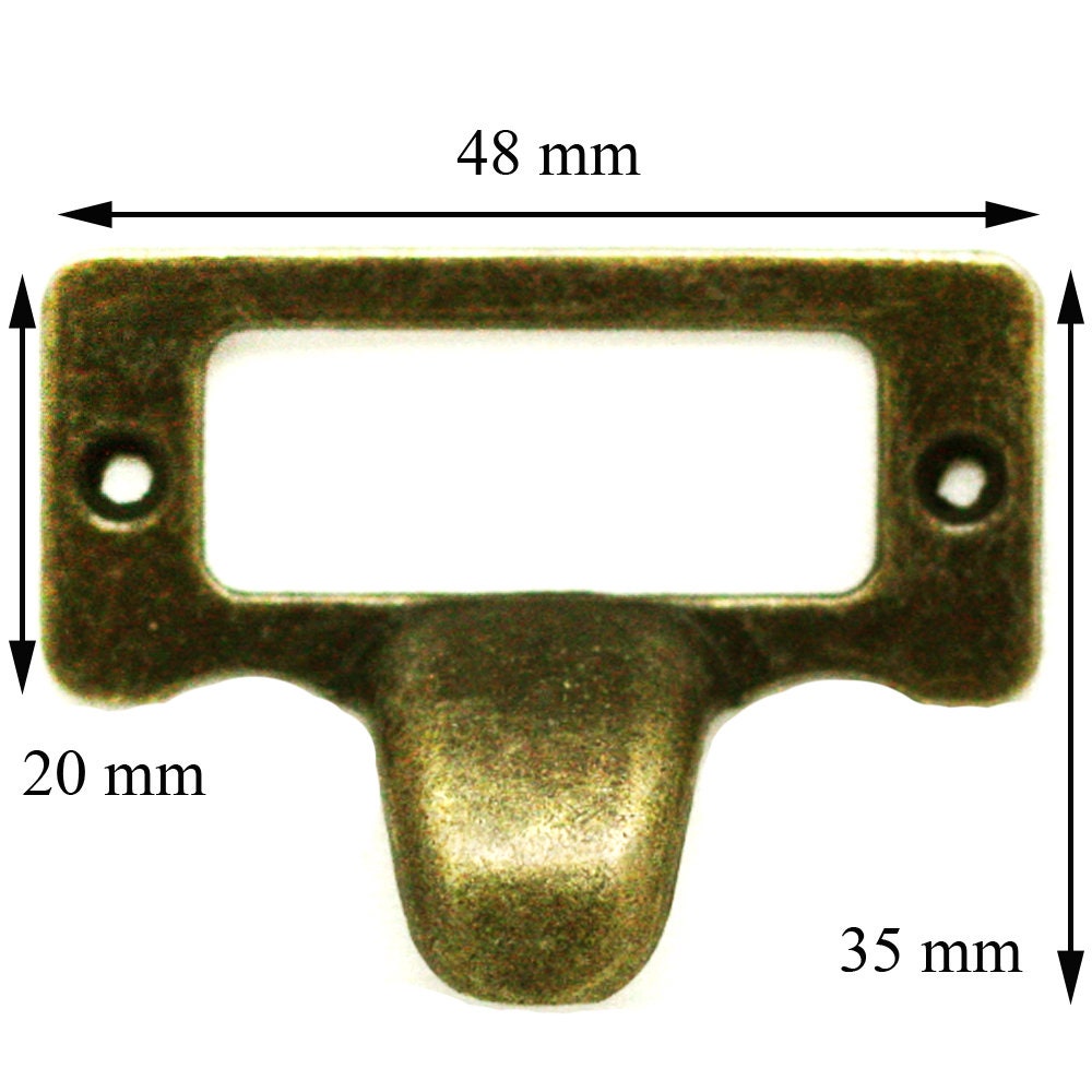 Lot de 10 Poignées Porte-Étiquette, Bronze, Tiroir, Meuble, Casier, Porte, Name Card, Drawer, Fer, M