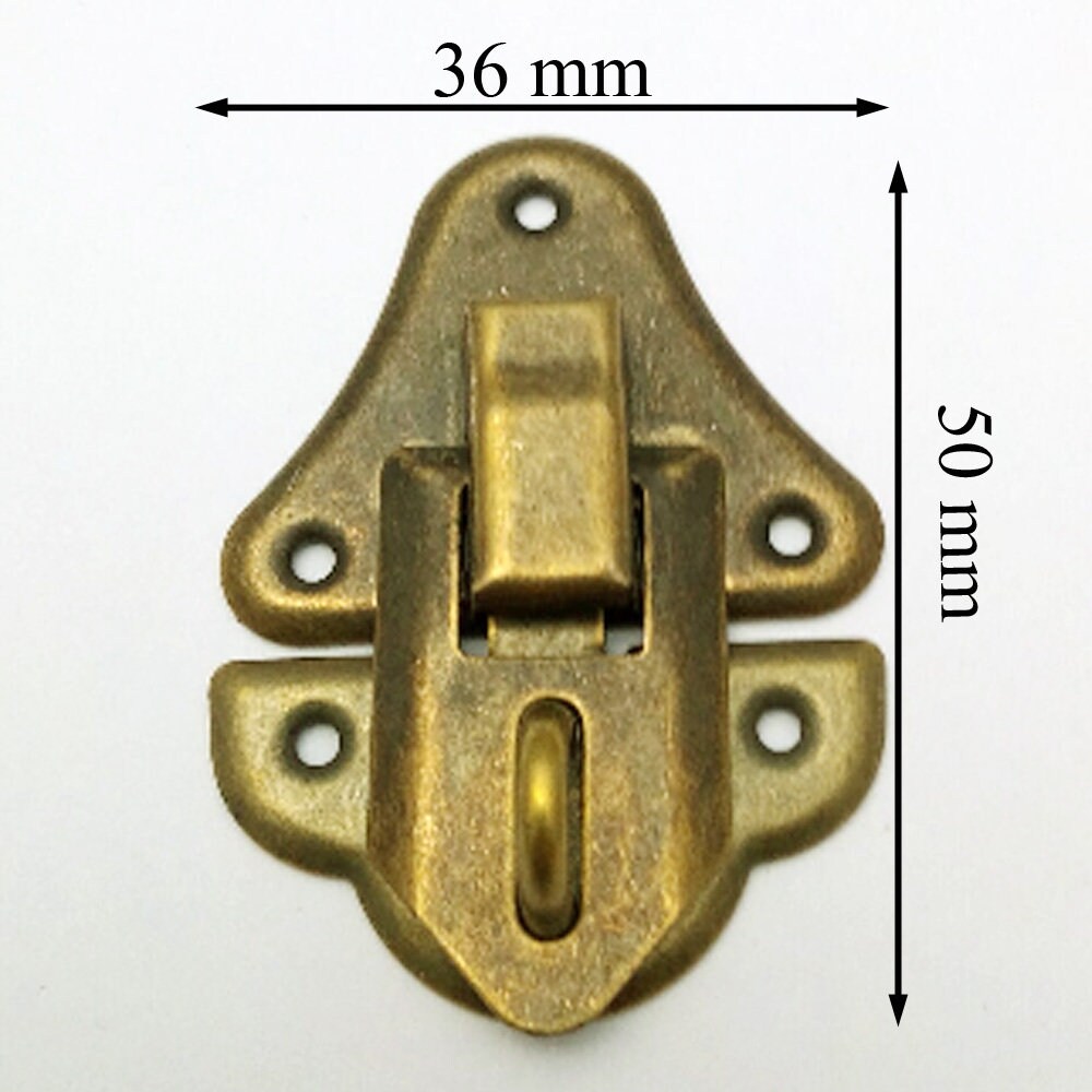 Lot de 10 Verrous Serrure Fermoir Boite Petit Coffre Coffret Caisse Rangement Fer, Bronze, Meuble