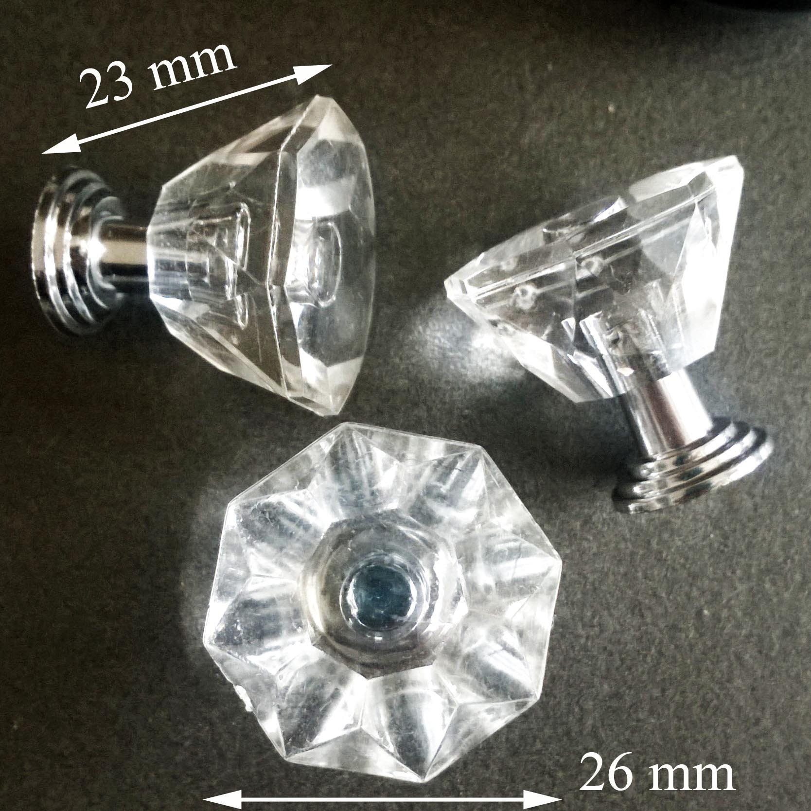 10 Poignées Diamant Transparentes Pour Rénover Transformer Relooker Un Ancien Meuble, Citrouille Sty