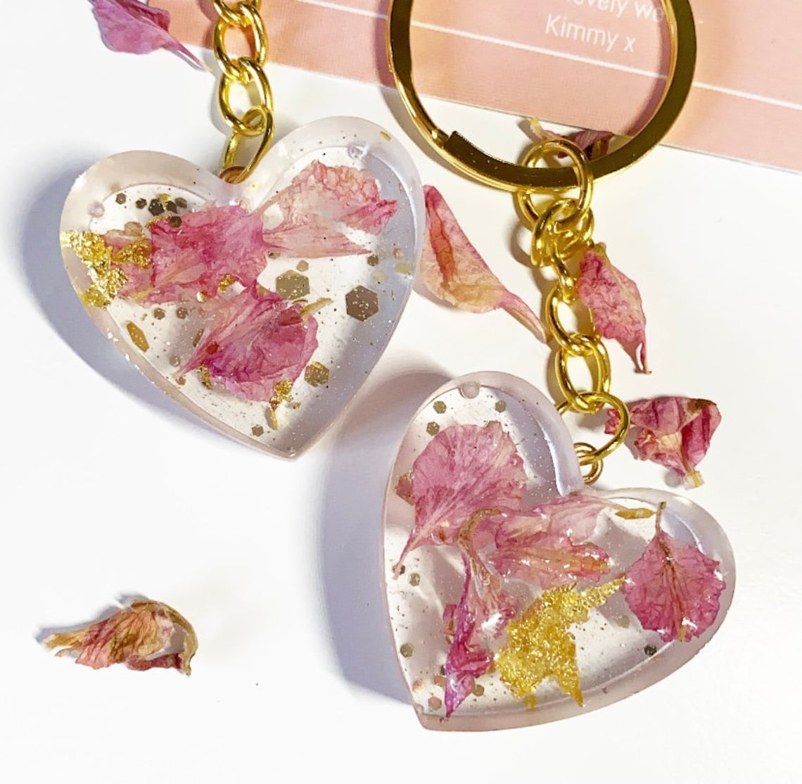 Resin Heart Keyring Personalised Keychain for Keys Etsy