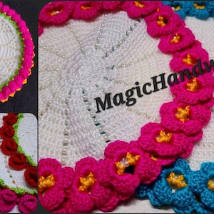Napperon rond fait main au crochet | Centre de table en laine | Napperon au crochet | Nappe vintage | Couverture Pooja Thali | Thalpose | Décoration d'intérieur