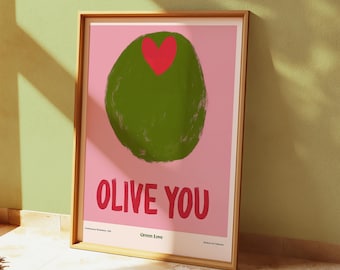 Olive You Kitchen Print: Fun Colorful Wall Art
