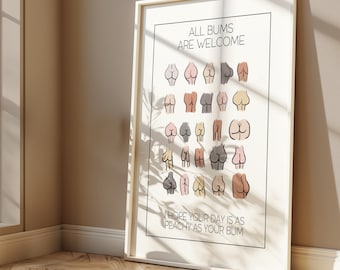 Funny Bathroom Bum Print: Quirky Restroom Wall Art